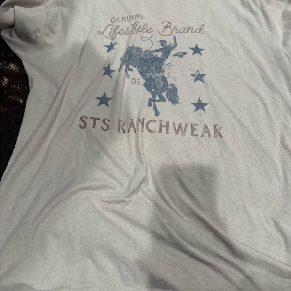 STS Ranchwear Cream T-Shirt with Blue Graphic